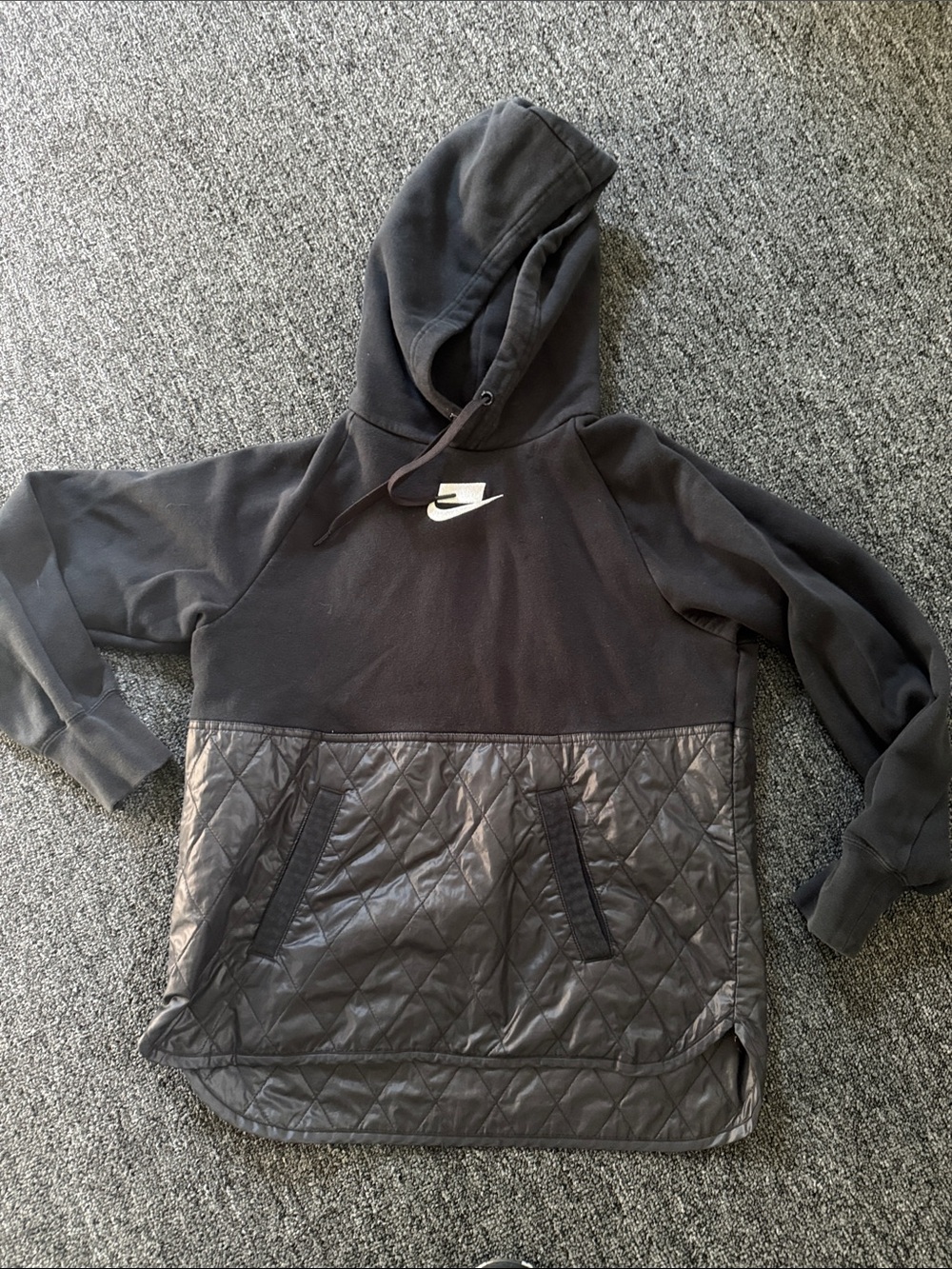 Nike Black Quilted Lower Panel Kids Hoodie